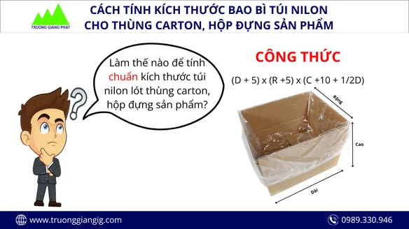Cách tính kích thước bao bì túi nilon nhựa cho thùng carton hộp đựng sản phẩm